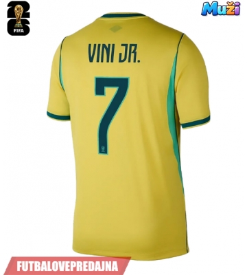 Lacne Muži Futbalové dres Brazília Vinicius Junior #7 MS 2026 Krátky Rukáv - Domáci
